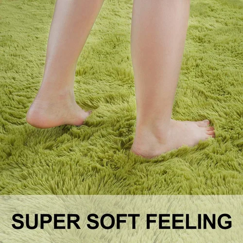 Miniatura 4 de Merelax Alfombra Moderna Suave y Esponjosa Shaggy para Dormitorio Sala de Estar Decoración de Sillas Pequeñas Alfombras Tapetes para Pies Piso, Verde