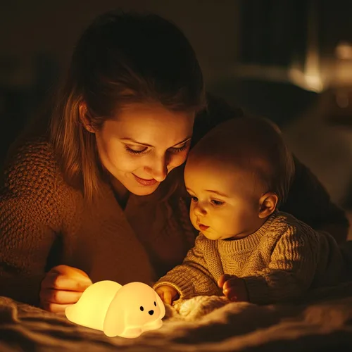 Miniatura 4 de ZKLiLi Lámpara nocturna para niños, lámpara de 16 colores linda, luces nocturnas regulables para bebé, luz nocturna recargable de silicona