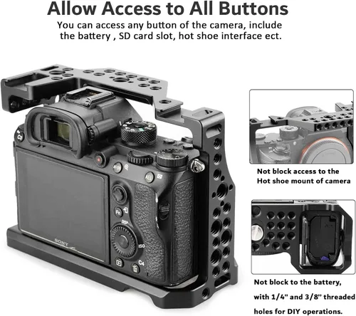 Miniatura 4 de A7iii / A7riii - Jaula de cámara completa y mango superior de localización ARRI, con 5 soportes de zapata fría, agujeros ARRI de 1/4 pulgadas y 3/8