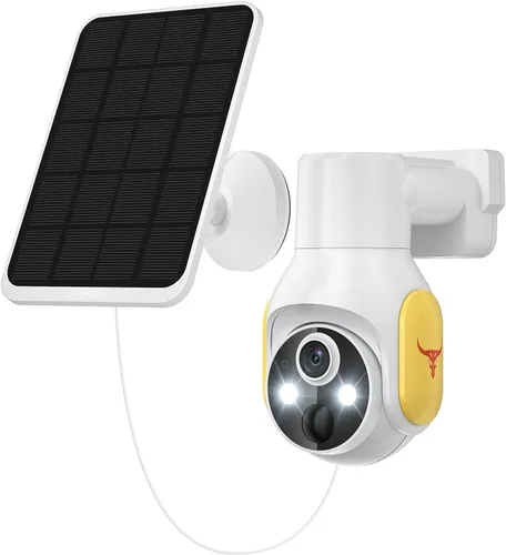 Cámara de seguridad FameVibe 1080p inalámbrica con panel solar, detección inteligente de humanos con IA, audio de 2 vías, visión nocturna a color,