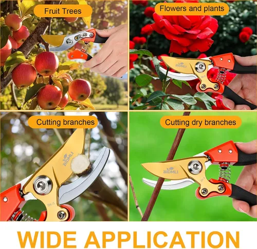 Miniatura 7 de Tijeras de Podar Resistentes, Tijeras de Jardín y Podadoras con Hojas de Acero SK5 Red-BIDMLI de 8.66" y Mangos de Aleación de Aluminio, Cortador