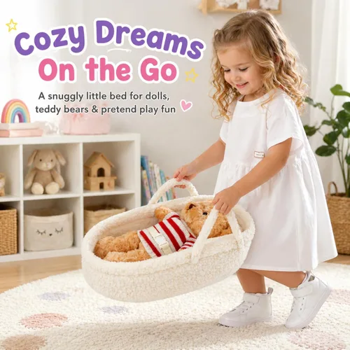 Miniatura 3 de June Garden Cozy Dream Doll Bassinet - Portador Portátil para Muñecas de Bebé - Se Adapta a Muñecas American Girl o Osos de Peluche de hasta 14