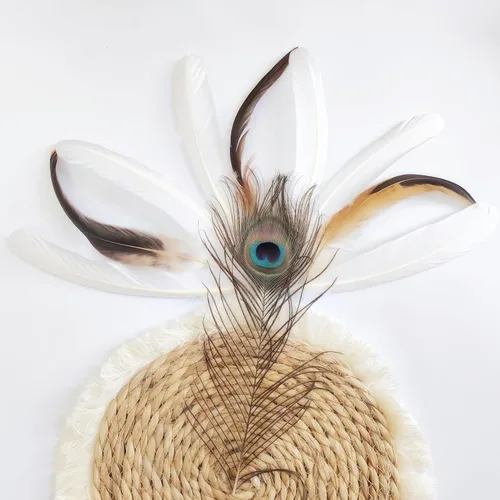 Miniatura 4 de Pluma natural real a granel, 30 unidades, 3 estilos de plumas surtidas, plumas de ganso blanco, plumas de gallo, plumas de pavo real para decoración