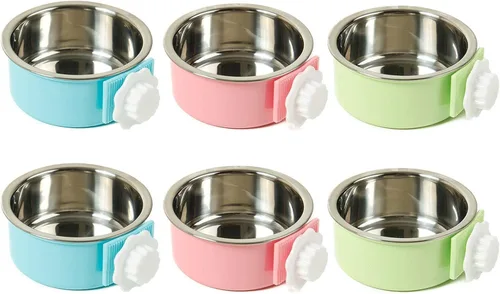Miniatura 11 de kathson Jaula para perros, extraíble de acero inoxidable para colgar, jaula para mascotas, alimentador de alimentos y agua, taza para gatos