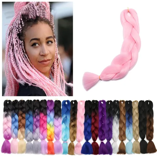 Miniatura 134 de Benehair Extensiones de cabello trenzado ombré de 24 pulgadas, 1 paquete de extensiones de cabello trenzado jumbo de alta temperatura, cabello