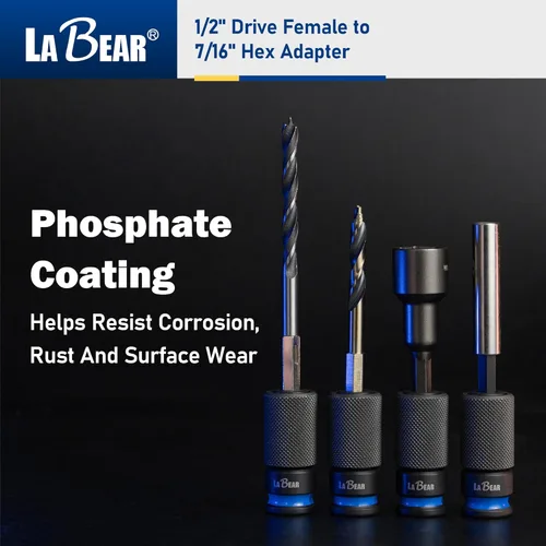 Miniatura 7 de LABEAR - Adaptador de llave de impacto, 1/2 "hembra a convertidor hexagonal de 7/16", liberación rápida, mandril de cambio rápido, adaptador