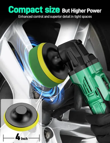 Miniatura 5 de KIMO - Kit de pulidor inalámbrico de 20 V, kit de pulido de 25 piezas, 6 velocidades a 6000 RPM pulidor inalámbrico con batería de 2000 mAh, pulidor