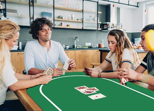 Miniatura 7 de nuveti 63 x 31 cartas de póquer plegables de Texas Poker con diseño de mesa, portátil, antideslizante, tapete de juego de mesa de póquer para 8-10