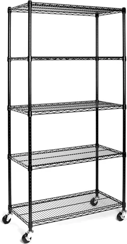 Seville Classics UltraDurable Unidad de Almacenamiento de Estante de Alambre de Acero Sólido NSF de Servicio Pesado, Organizador para Garaje, Negro