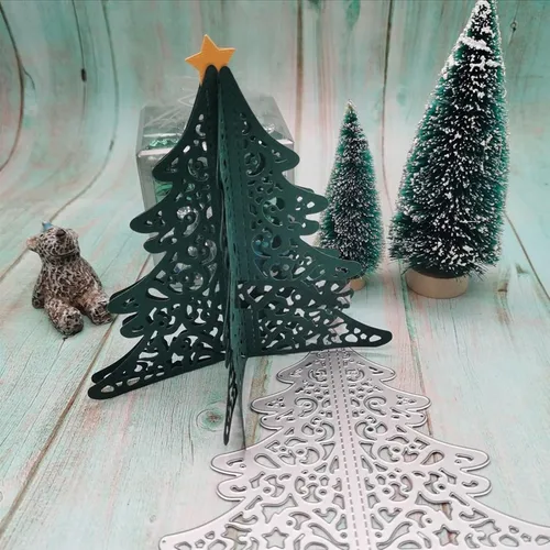 Miniatura 4 de Suds&WH Troqueles de metal para árbol de Navidad 3D, plantillas de corte de árbol de Navidad para álbumes de recortes, troqueles decorativos