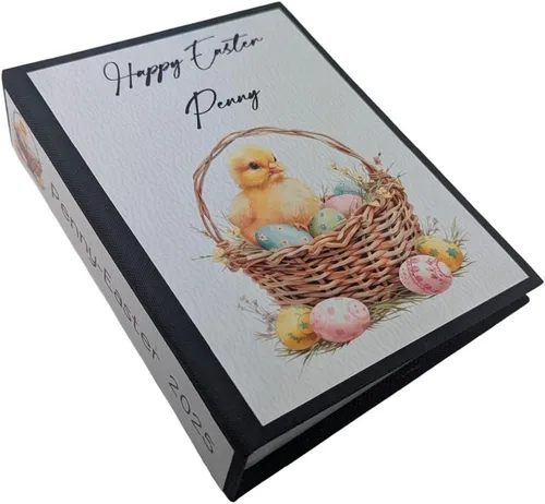 Álbum de fotos de Pascua Baby Boy Girl Chick Egg Basket Hunt D#189 Personalizada Lino Picture Scrapbook First Holiday Family
