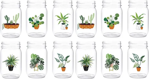 Miniatura 11 de TOSSWARE POP Mason - Tarro de 473 ml, radiante, para cumpleaños, juego de 6 piezas, reciclable, irrompible, de plástico transparente impreso