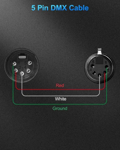 Miniatura 3 de Paquete de 2 cables DMX de 5 pines de 10 pies con 3 conductores para iluminación de escenario y controlador