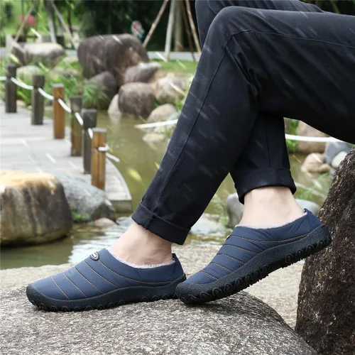 Miniatura 8 de UBFEN - Pantuflas cálidas de invierno para hombre y mujer con forro de felpa mullida, zapatos de casa con suela de caucho antideslizante