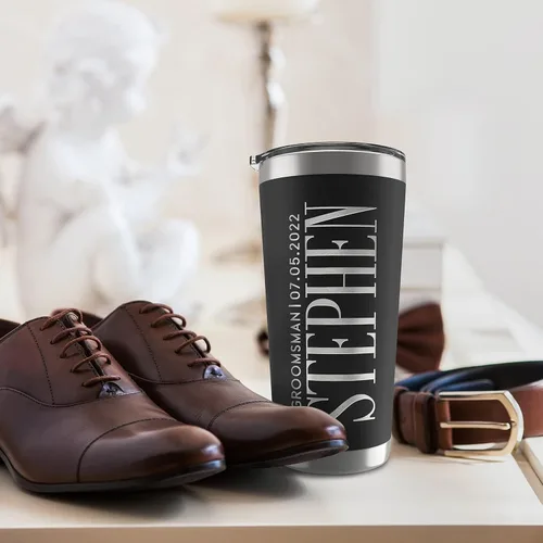 Miniatura 3 de Regalos de padrinos de boda, vaso personalizado con inicial grabada, nombre y título, 20 onzas, 3 colores, vaso de acero inoxidable de doble pared