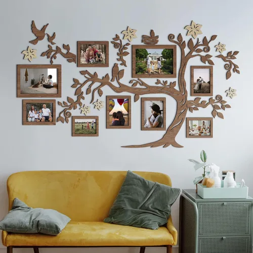 Miniatura 8 de JustLikeWood Decoración grande para el hogar, árbol genealógico de madera con marco, decoración estándar para salas de casa, calcomanías de pared