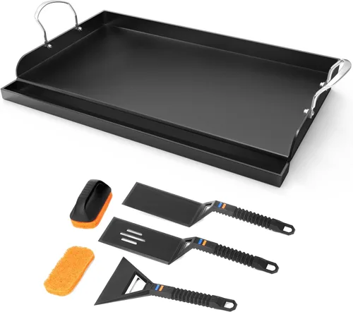 Miniatura 14 de Uniflasy Plancha Parrilla Reversible de Hierro Fundido para Estufa 16 7/8" Sartén Plancha Plana, Placa de Plancha Parrilla de Hierro Fundido