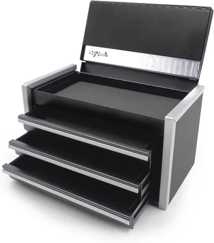 sdroceRyaM Mini caja de herramientas de metal, caja de herramientas apilable de acero portátil de 3 cajones, pequeña caja de herramientas con forros