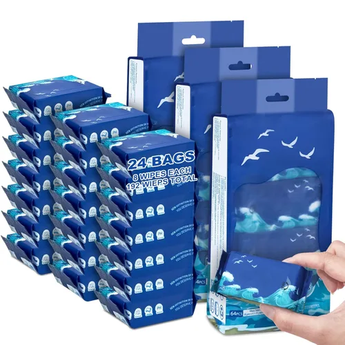 Miniatura 10 de 64 mini toallitas pequeñas de tamaño húmedo para viajes, toallitas de mano tamaño de viaje para adultos, niños y bebés, sin perfume, sin alcohol