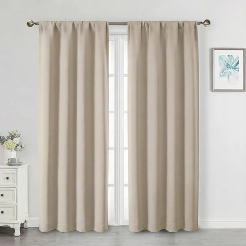Miniatura 83 de Cortinas opacas para dormitorio, sala de estar, juego de 2 paneles de 54 pulgadas de largo, cortinas de oscurecimiento de habitación con aislamiento