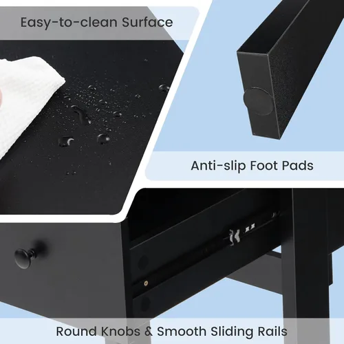 Miniatura 4 de COSTWAY Escritorio con puertos de carga USB y tomas de corriente, escritorio de computadora de 48 pulgadas con cajones y gabinete de 5
