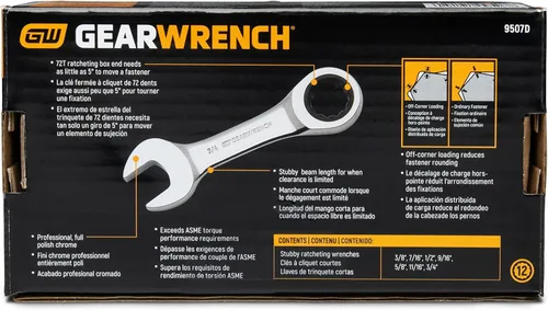 Miniatura 8 de GEARWRENCH 89119 - Juego de 10 unidades de llaves de trinquete en forma de V, métricas