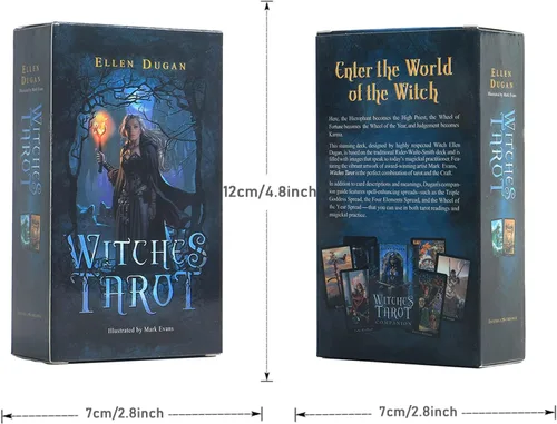 Miniatura 2 de Fankexi Juego de cartas de tarots con guía, 78 cartas de tarot de brujas, juego de adivinación del destino, duradero para principiantes y lectores