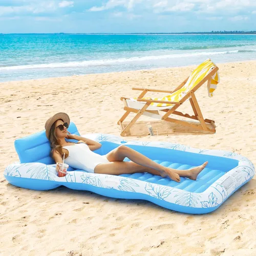 Miniatura 5 de BAIAI - Flotador inflable para piscina para adultos – Flotadores grandes de playa para broncearse, balsa para tomar el sol, para tomar el sol, Azul-L