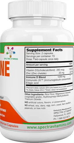 Miniatura 7 de Suplemento inmune D con inmunolina, vitamina D3, zinc para hombres, mujeres, adultos y personas mayores, recomendado para todo el año, 30 cápsulas