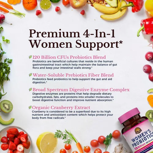 Miniatura 3 de Vitalitown Paquete de belleza interior y exterior para mujeres: 120 mil millones de probióticos UFC (30 cepas) + aceite de onagra 1300 mg, salud