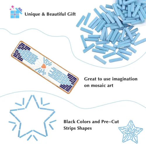 Miniatura 8 de Youway Style Azulejos de Mosaico Azules para Manualidades a Granel, 150g Formas de Tiras Piezas de Vidrio de Mosaico, Kit de Manualidades de Jardín
