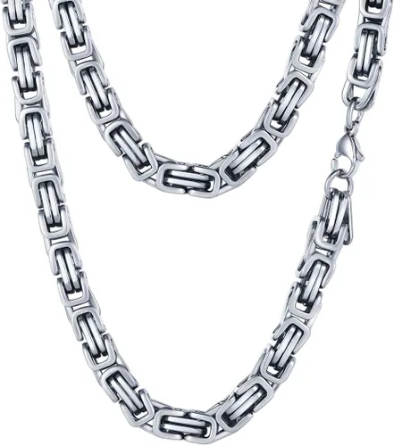 PROSTEEL Collar de acero inoxidable de 0.1570.315 pulgadas para hombre, elegante y fresco, cadena bizantina, oro negro, tono plateado, 18-30