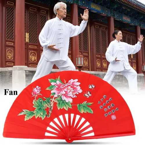 Miniatura 5 de VGEBY Abanico de lucha de bambú, ventilador tradicional de kung fu, ventilador chino de Tai Chi (rojo) Fans de Tai Chi Fan de Tai Chi, ventilador