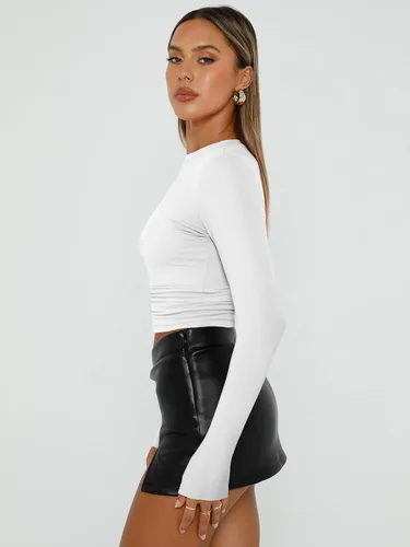 Miniatura 3 de Trendy Queen Camisas de manga larga para mujer, básicas, de primavera, otoño, a la moda, ajustadas, Y2K