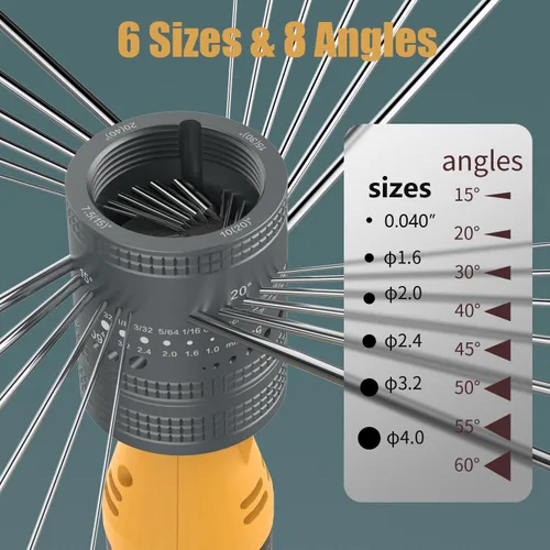 Miniatura 2 de Afilador de electrodos de tungsteno para soldadura TIG, 6 tamaños y 10 ángulos, herramienta giratoria de soldadura TIG con ranura de corte de bloque