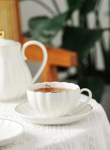 Miniatura 3 de Tazas y platillos de té real, con ribete dorado y caja de regalo, tazas de café británicas, juego de tazas de té, juego de té de porcelana, tazas