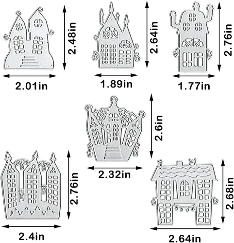 Miniatura 2 de ALIBBON Troqueles de Halloween para hacer tarjetas y álbumes de recortes, troqueles de corte de castillo de Halloween, moldes de plantilla de metal
