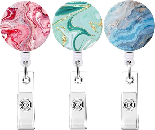 Miniatura 10 de Carrete retráctil para credenciales de enfermera, lindo nombre, carretes decorativos para tarjetas de identificación con clip en soportes