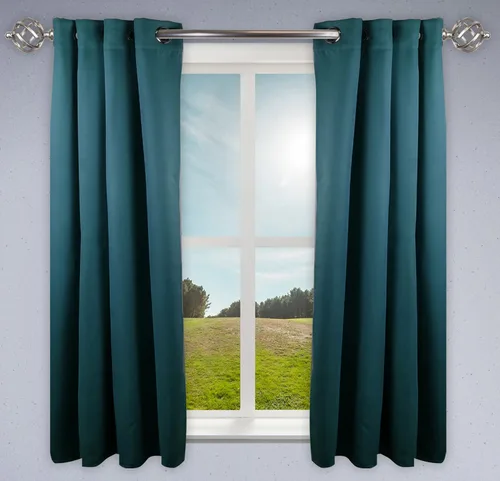 Miniatura 7 de Rod Desyne Cortina opaca con aislamiento térmico para ventana con ojales de metal, 52 x 63 pulgadas, color verde, 1 panel