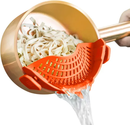 Miniatura 25 de AUOON - Colador grande con clip para todas las ollas y sartenes, colador de silicona de gran tamaño, diseño familiar, colador de pasta, colador