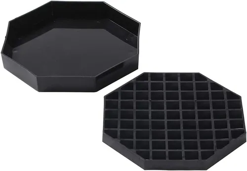Restaurantware Bandeja de goteo octagonal, plástico negro, 5 x 5 pulgadas, 1 rejilla extraíble, apta para lavavajillas, para bebidas