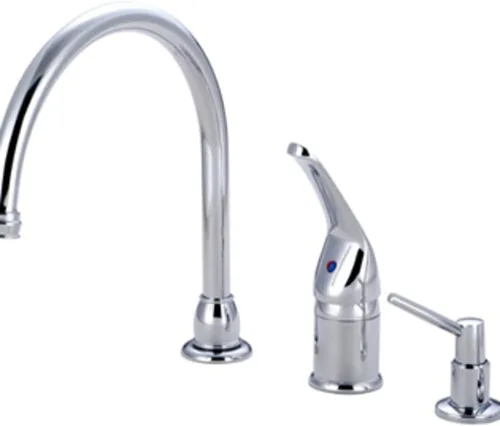 Miniatura 6 de Kingston Brass KB828K8 Chatham - Grifo de cocina con mango de una sola palanca con rociador y dispensador de jabón, níquel cepillado, alcance