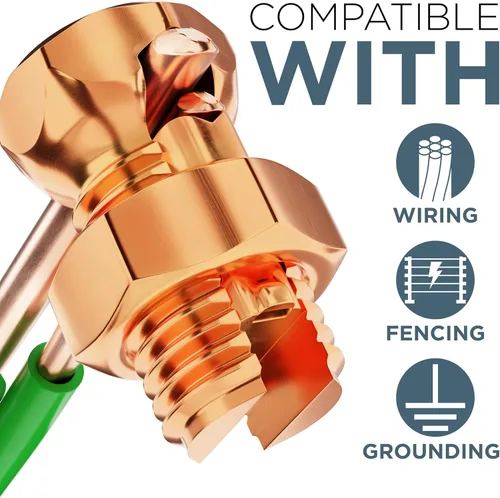 Miniatura 3 de THE CIMPLE CO Paquete de 4 conectores de perno dividido de cobre de tamaño #6 6 AWG, pernos partidos de conexión a tierra para conductores