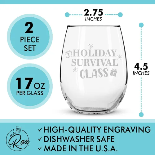 Miniatura 2 de Copas de vino de Navidad – Vaso de supervivencia navideño, está empezando a costar mucho como copas de vino sin tallo de Navidad, juego de 2 copas