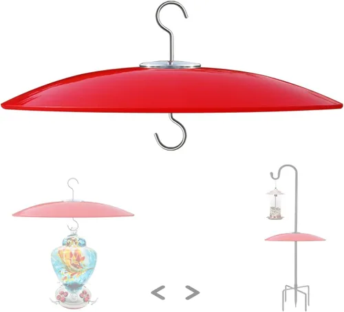Miniatura 8 de Protector de lluvia de vidrio de 13 pulgadas para comedero de pájaros al aire libre – deflector en poste de pastor/poste o gancho en S colgante