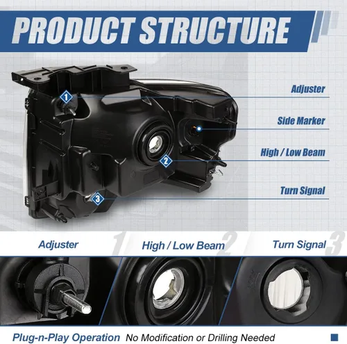 Miniatura 4 de Auto Dynasty Conjunto de faros delanteros compatible con Ford F150 2009, 2010, 2011, 2012, 2013, 2014, 12ª generación, repuesto de faros con luces