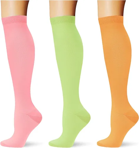 Miniatura 26 de (3 pares) Calcetines de compresión 20-30 mmHg, calcetines largos hasta la rodilla para mujeres y hombres, soporte atlético, para viajes y uso diario
