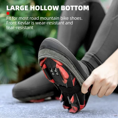 Miniatura 2 de ROCKBROS Cubre dedos para zapatos de ciclismo, sobrezapatillas térmicas para bicicleta para clima frío, protector de puntera Kevlar para hombres