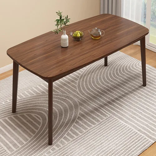Miniatura 3 de Mesa de comedor rectangular de madera maciza, mesa de cocina rústica con almohadillas antideslizantes para los pies, estructura estable, adecuada