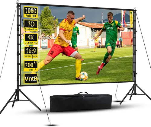 Miniatura 10 de Pantalla y soporte de proyector de 180 pulgadas, pantalla de proyección al aire libre de 15 pies, pantalla de cine portátil grande sin arrugas